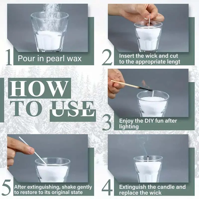 200/500g Zestaw wosku do świec perłowych z knotami - Zestaw do samodzielnego tworzenia świec